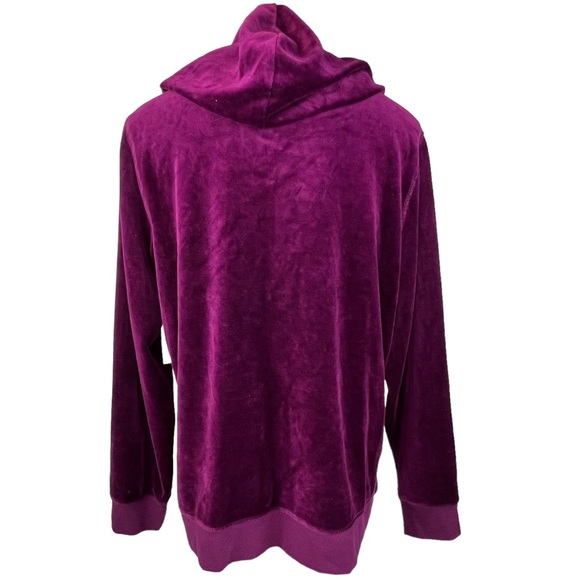 New MADE FOR LIFE Velour Hoodie Jacket XL French Wine - Picture 2 of 6
